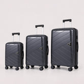 eDiscount — Dovwell Hard Shell Suitcase 3ps Set Spinner Luggage — Charcoal Black