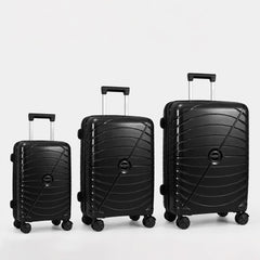 eDiscount — Summit Hard Shell Suitcase Set Spinner Luggage — Black