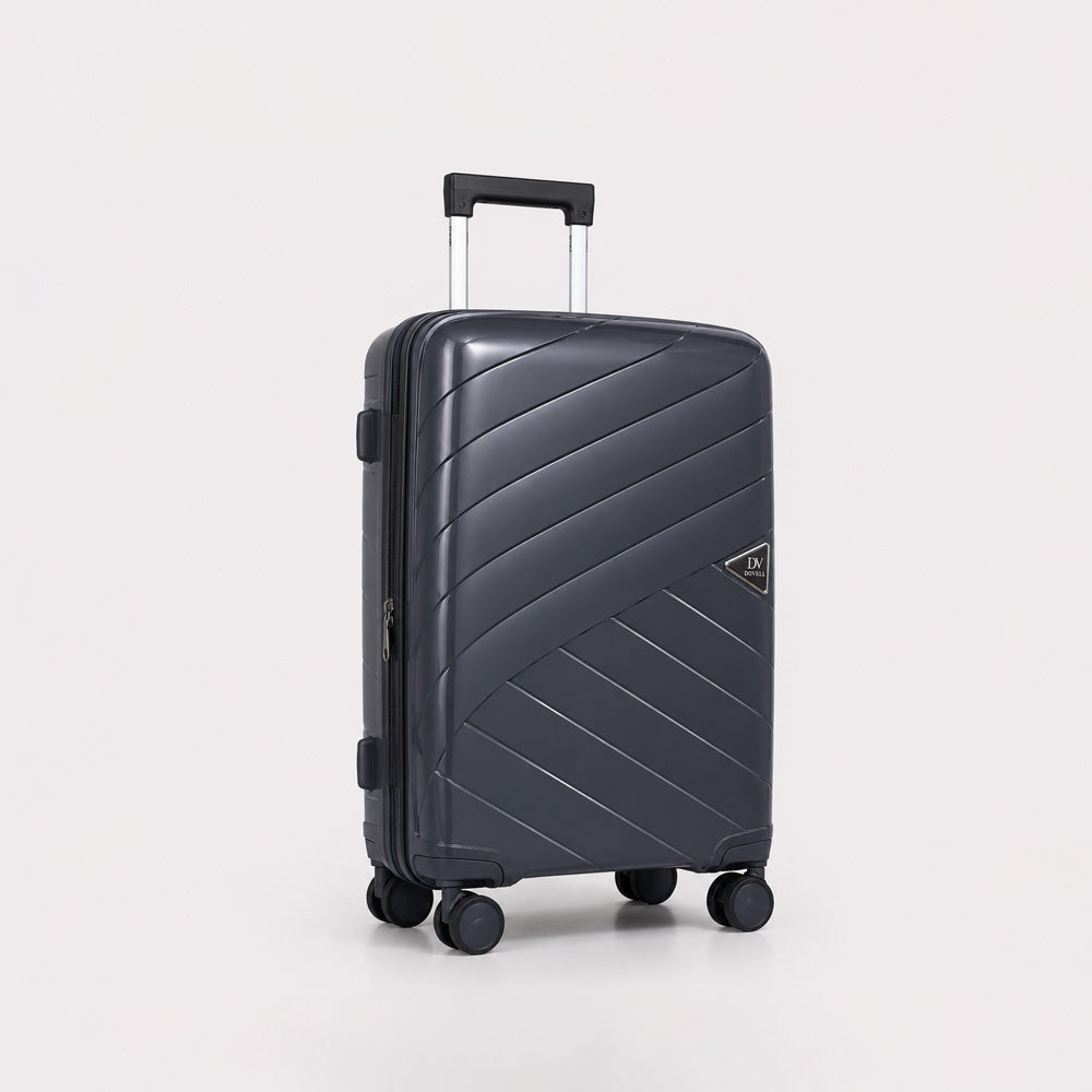 eDiscount — Dovwell Hard Shell Suitcase Set Spinner Luggage — Charcoal Black
