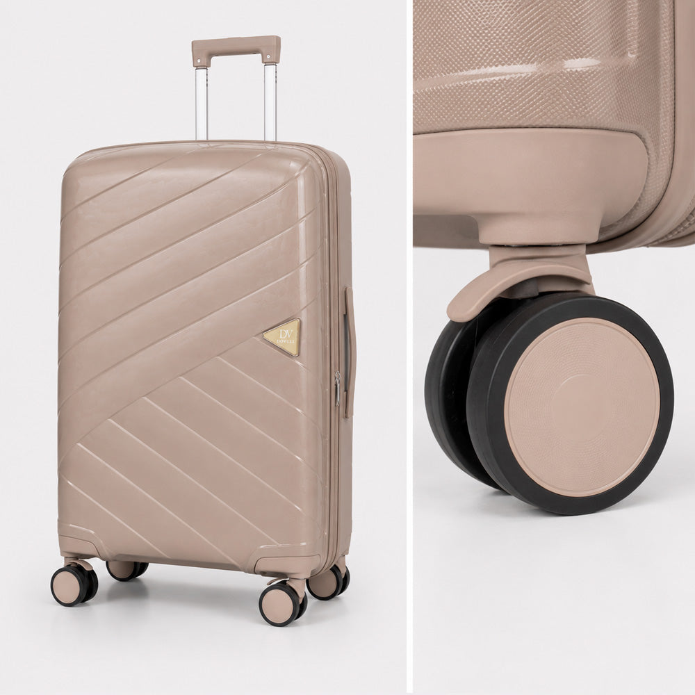 eDiscount — Dovwell Hard Shell Suitcase Set Spinner Luggage — Beige