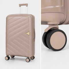 eDiscount — Dovwell Hard Shell Suitcase Set Spinner Luggage — Beige