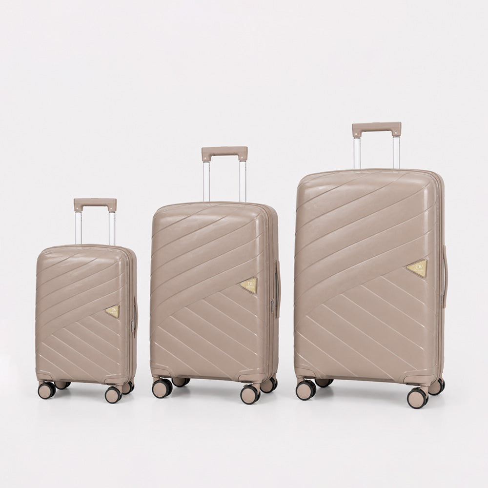 eDiscount — Dovwell Hard Shell Suitcase Set Spinner Luggage — Beige