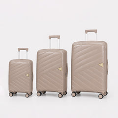 eDiscount — Dovwell Hard Shell Suitcase 3pcs Set Spinner Luggage — Beige