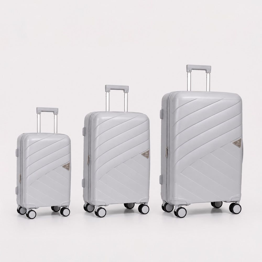 eDiscount — Dovwell Hard Shell Suitcase Set Spinner Luggage — Grey