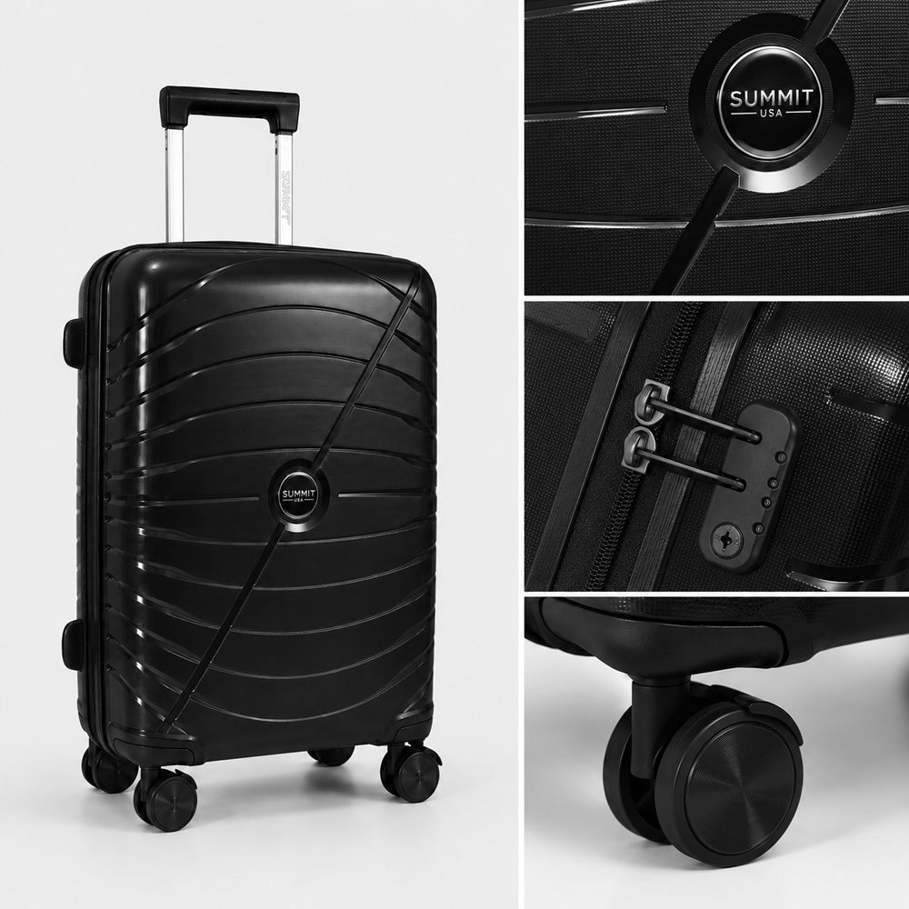 eDiscount — Summit Hard Shell Suitcase Set Spinner Luggage — Black