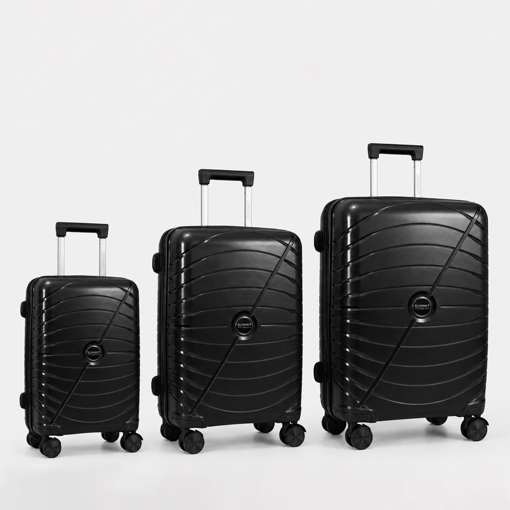 eDiscount — Summit Hard Shell Suitcase Set Spinner Luggage — Black