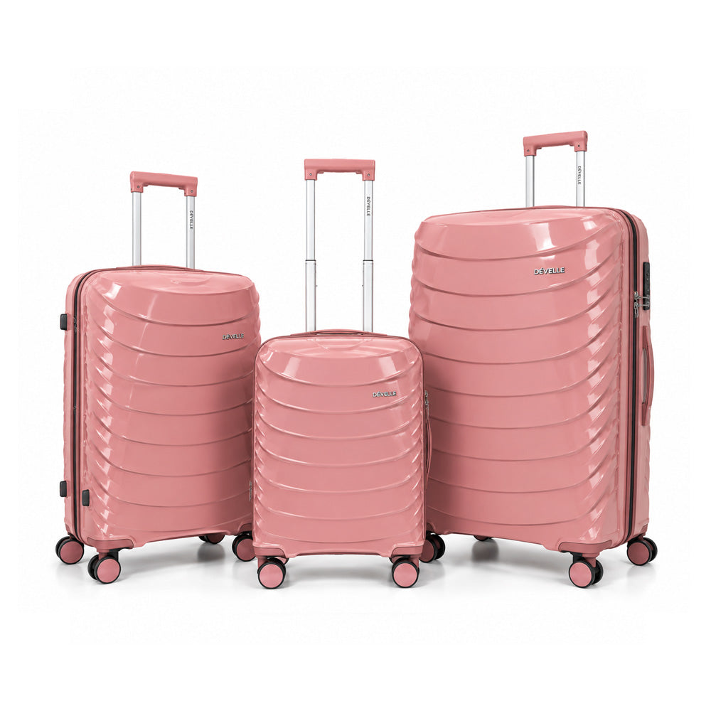 eDiscount — Dovelle Hard Shell Suitcase Set Spinner Luggage — Pink