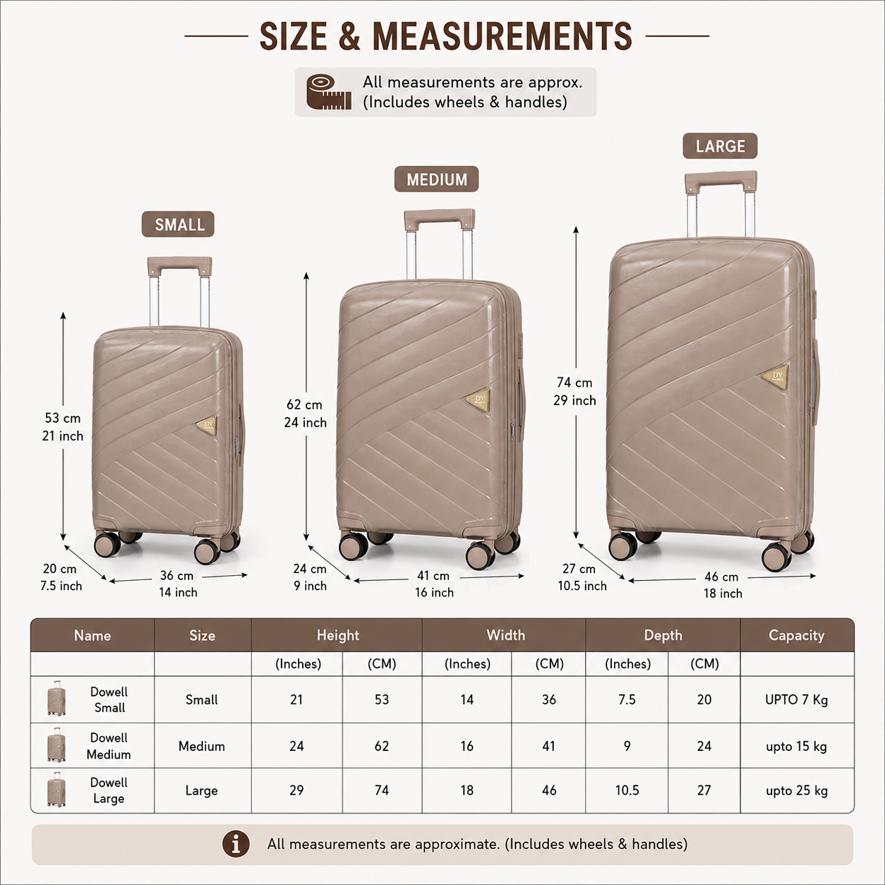 eDiscount — Dovwell Hard Shell Suitcase Set Spinner Luggage — Beige