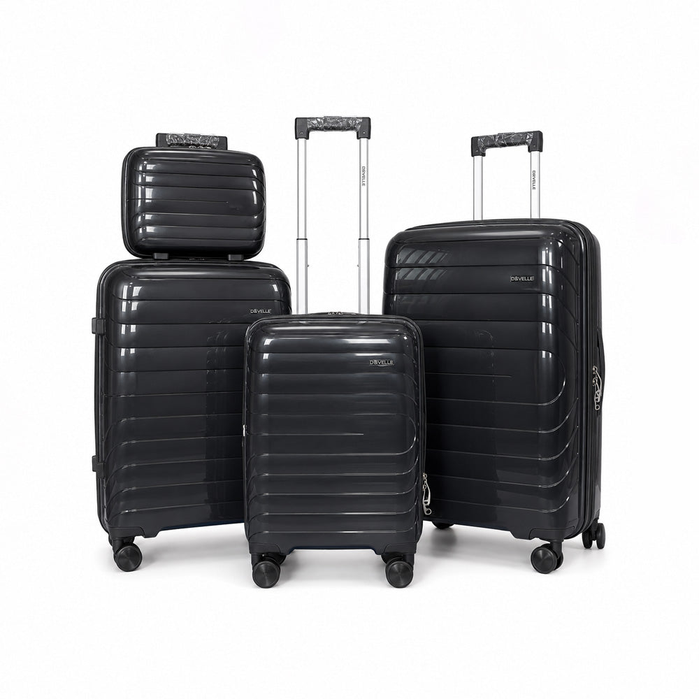 eDiscount — DoVell Hardside Luggage 4pcs Suitcase Spinner — Black