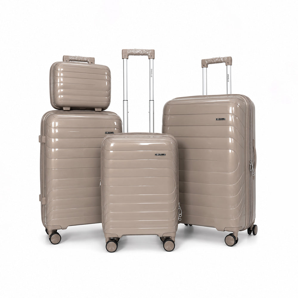eDiscount — DoVell Hardside Luggage 4pcs Suitcase Spinner — Brown