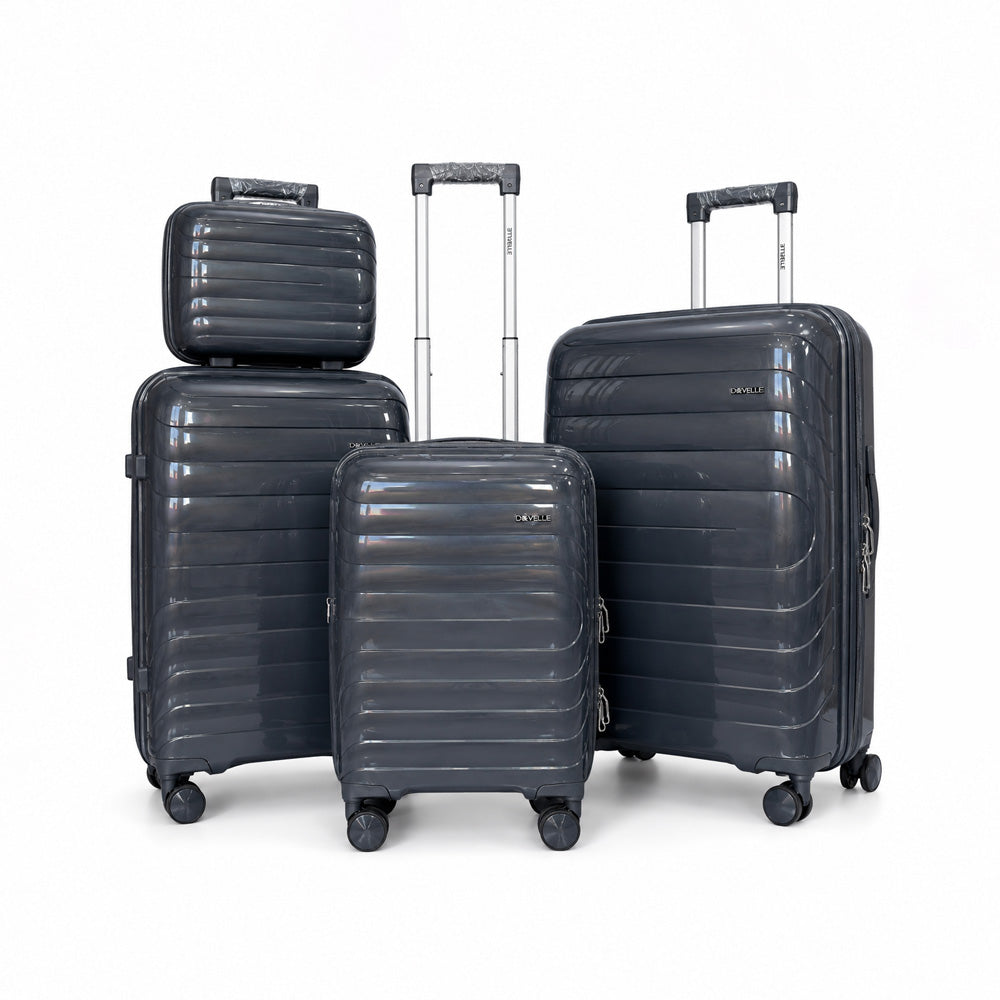 eDiscount — DoVell Hardside Luggage 4pcs Suitcase Spinner — Charcoal