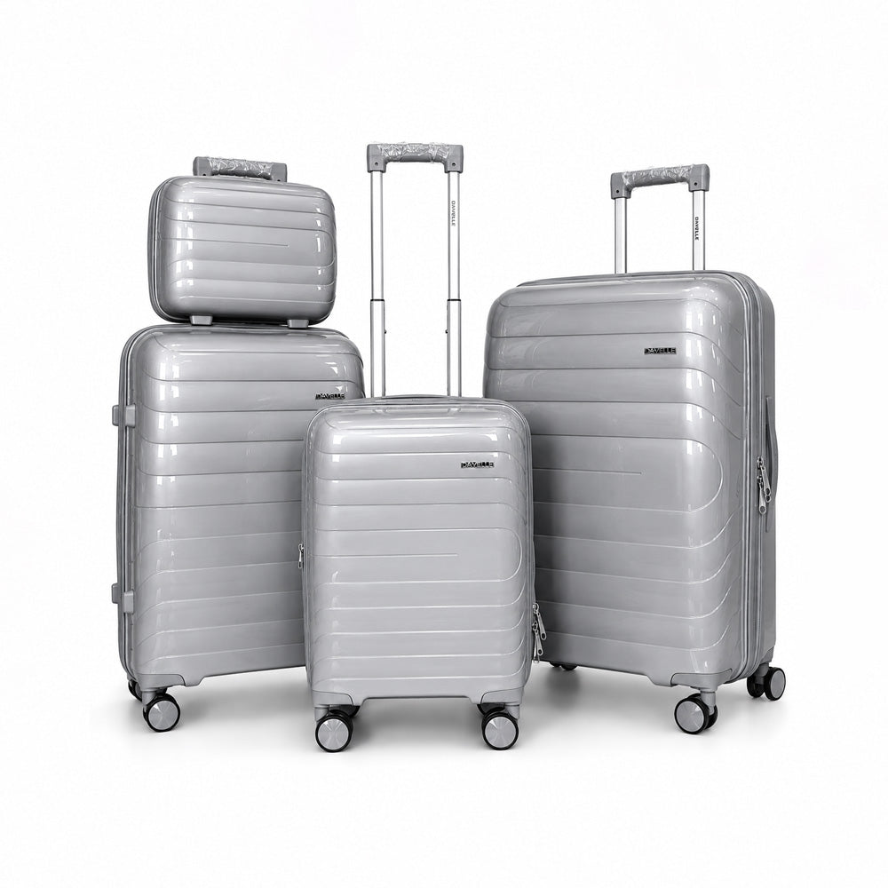 eDiscount — DoVell Hardside Luggage 4pcs Suitcase Spinner — Silver