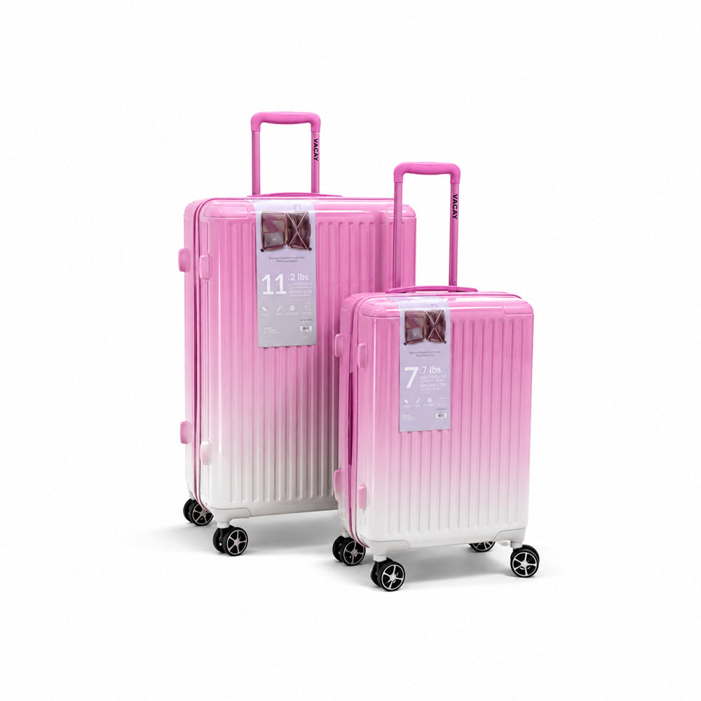 eDiscount — Vacay Hardside Luggage 2pcs Suitcase Spinner — Pink White