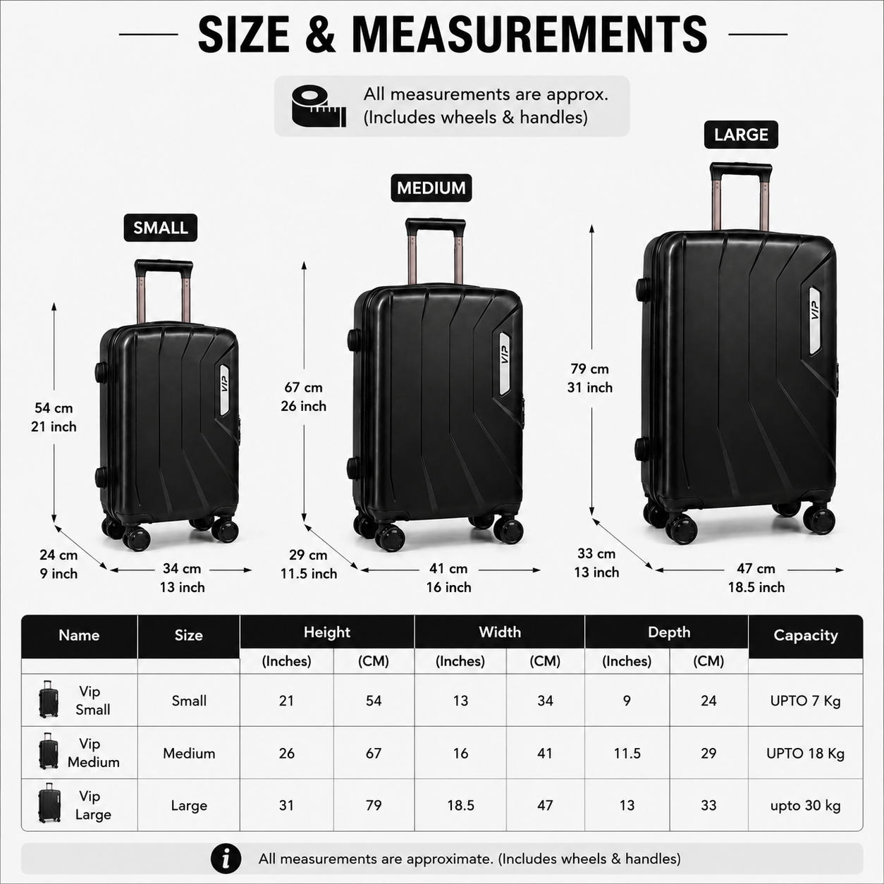 eDiscount — VIP Premium Hardside Luggage Spinner — Black