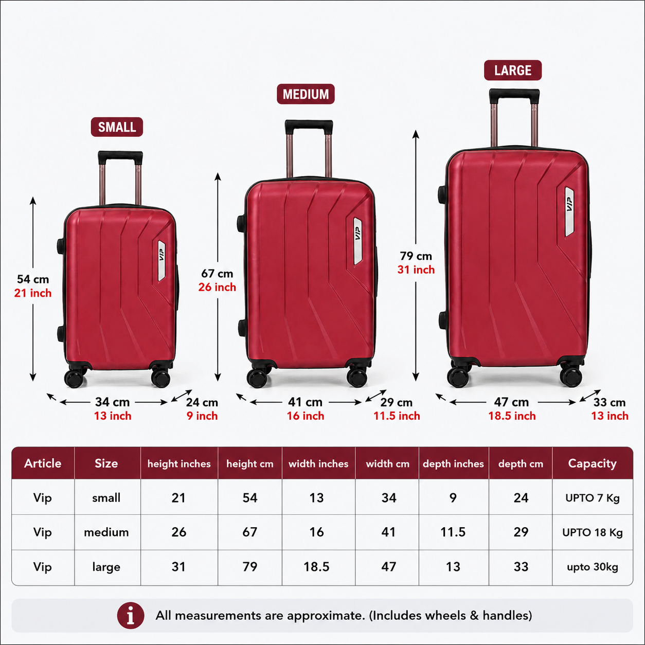 eDiscount — VIP Premium Hardside Luggage Spinner — Wine Red